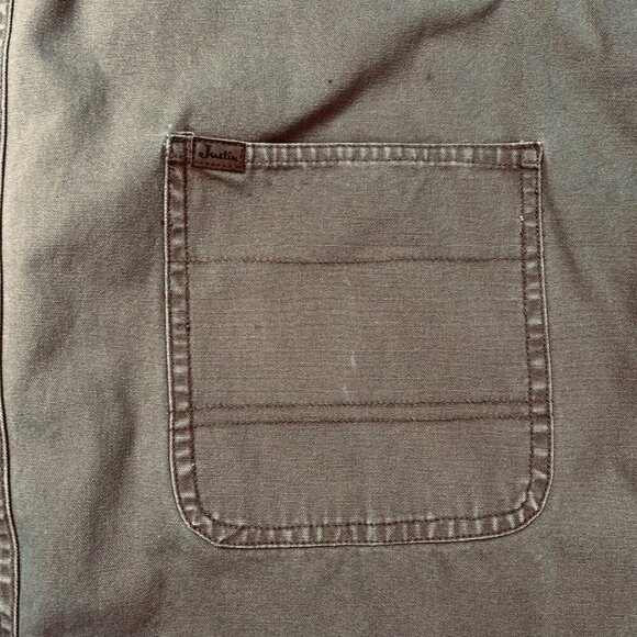 Vintage Justin Boots Work Shirt Canvas Cognac Chore Shacket - Picture 5 of 6